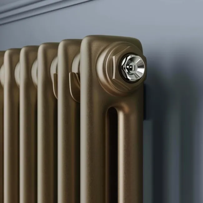 Athens Antique Gold Double Column Vertical Traditional Radiator 1800x380mm