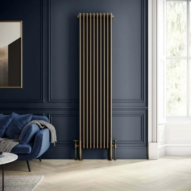Athens Antique Gold Double Column Vertical Traditional Radiator 1800x470mm