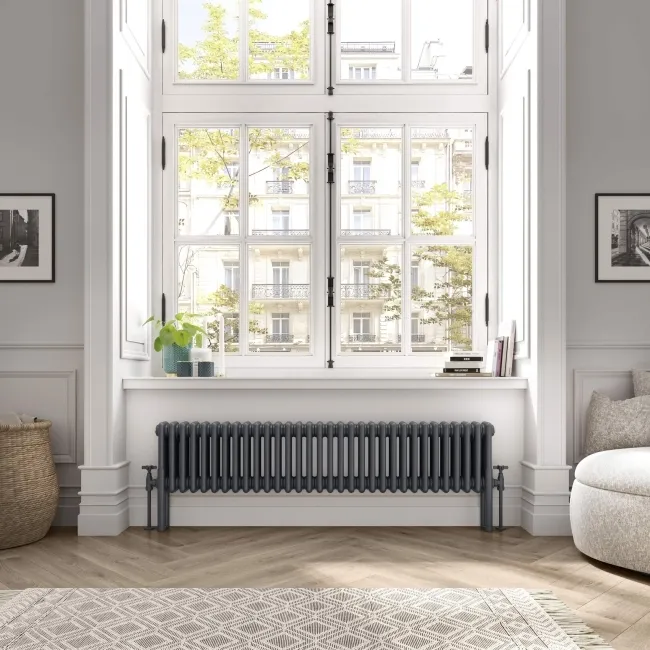 Athens Anthracite Triple Column Horizontal Traditional Radiator 300x1415mm
