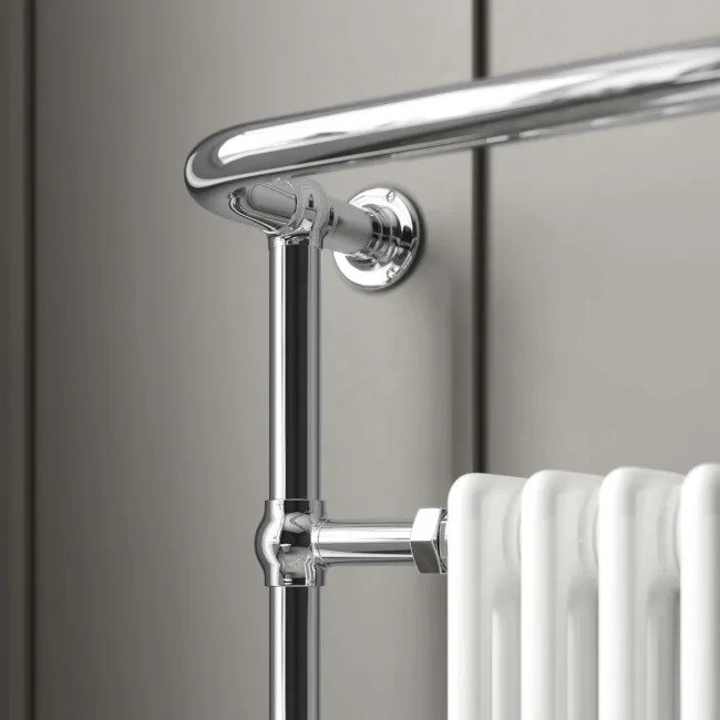 Gibraltar Medium White Traditional Heated Towel Radiator (With Overhanging Rail)