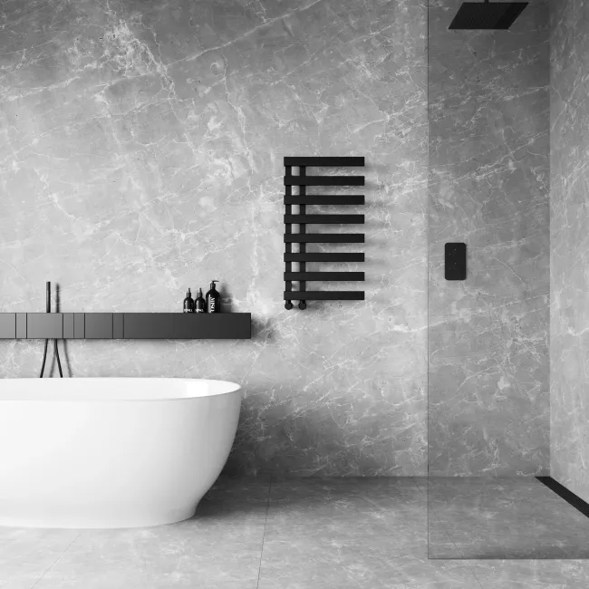 Palermo Matt Black Designer Heated Towel Rail 800x450mm