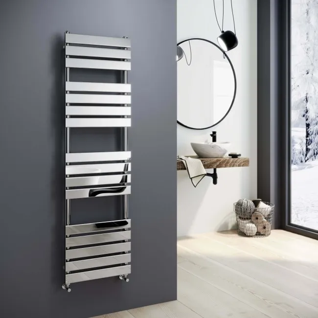 Santorini Chrome Flat Panel Heated Towel Rail 1600x450mm
