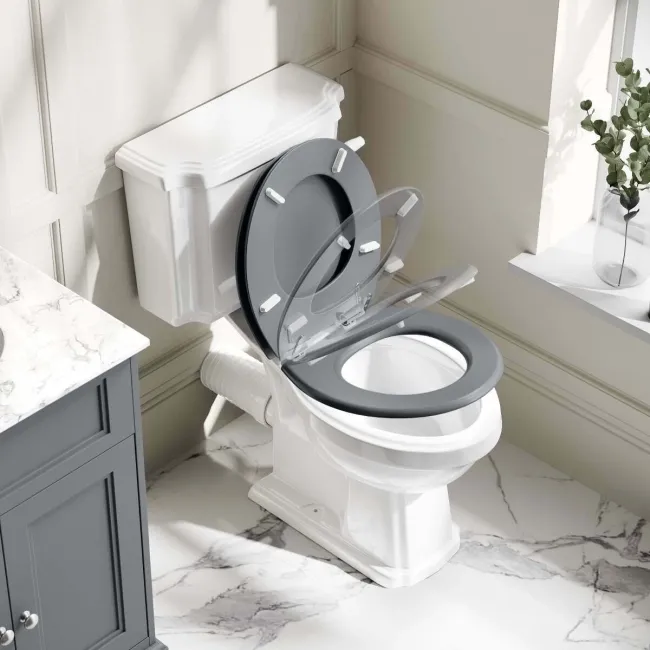 Hudson Traditional Dove Grey Wooden Soft Close Toilet Seat
