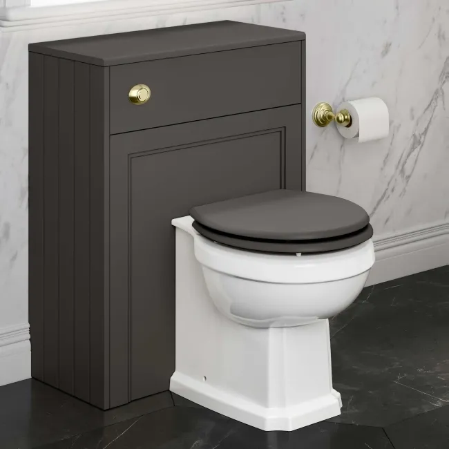 Hudson Traditional Graphite Grey Wooden Soft Close Seat with Brushed Brass Hinges