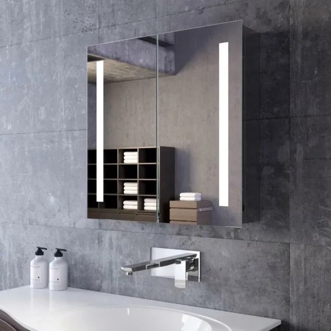 Emielia Illuminated LED Mirror Cabinet 600x600mm