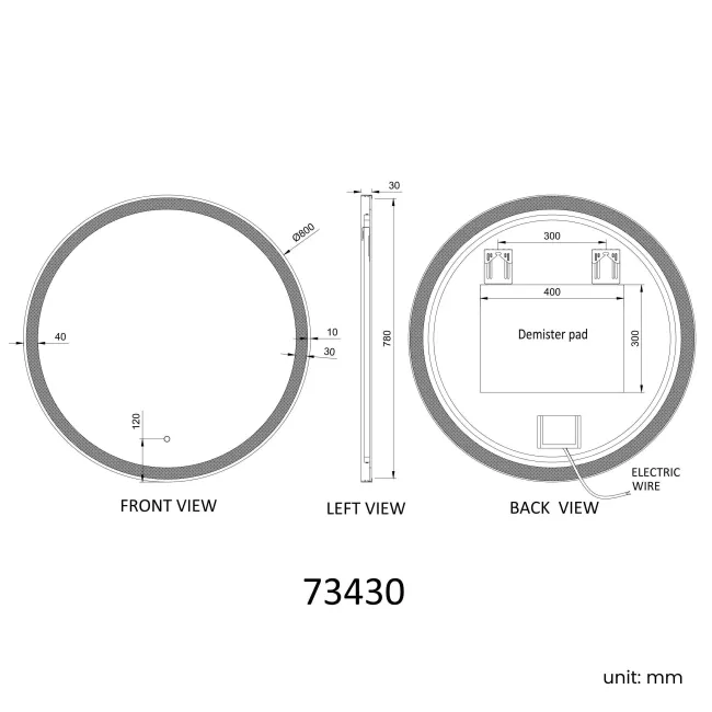 Delilah Brushed Brass Round Illuminated LED Mirror 800mm 