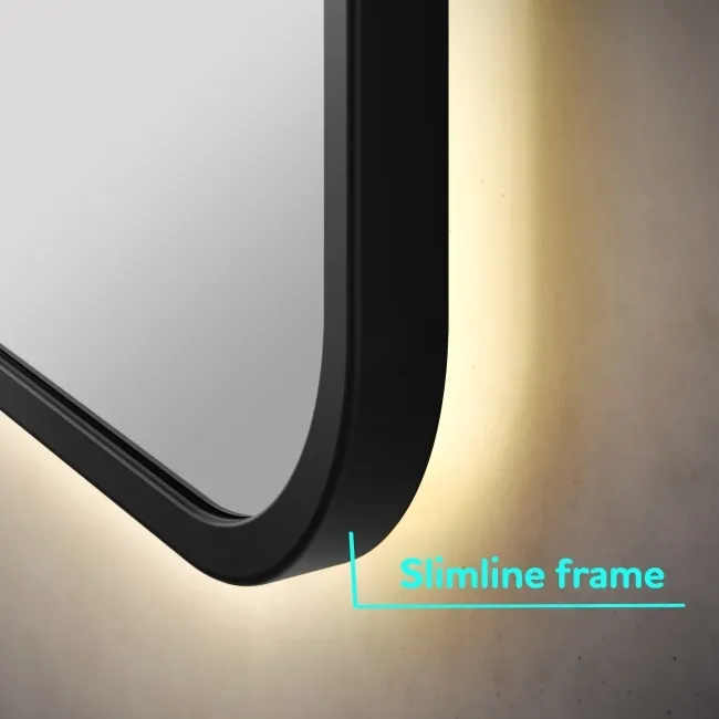 Mila Black Framed Backlit Illuminated LED Mirror With BLUETOOTH Speaker 600x1000mm