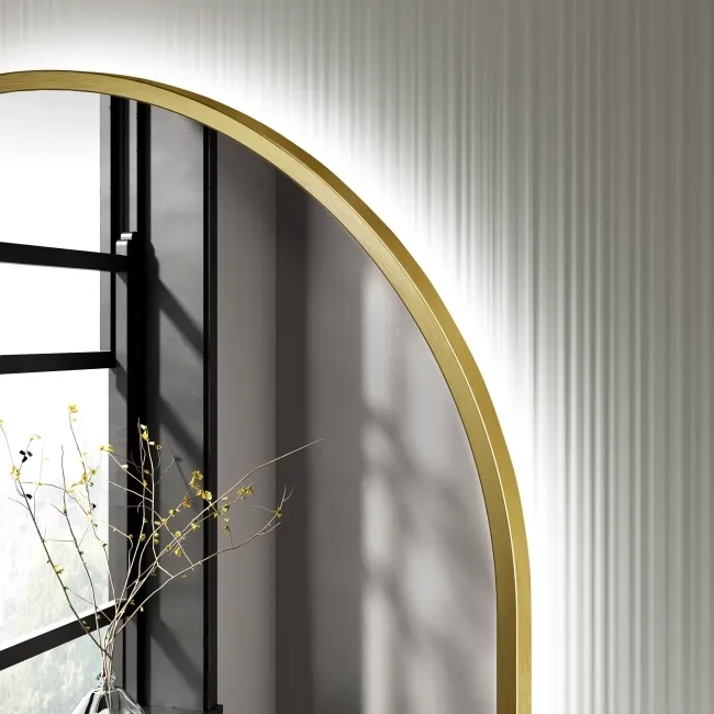Ada Pill Brushed Brass Backlit Illuminated LED Mirror 900x500mm