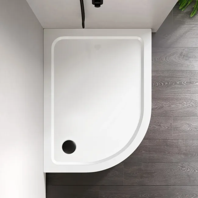 London Offset Quadrant Stone Shower Tray 1200x800mm - Left Handed & Riser Kit
