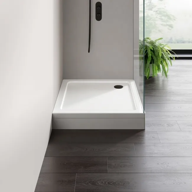 London Rectangular Stone Shower Tray 900x760mm & Riser Kit