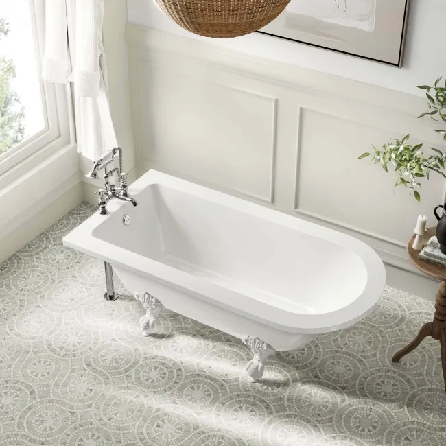 Abingdon 1500mm Single Ended Roll Top Bath - White Ball Feet