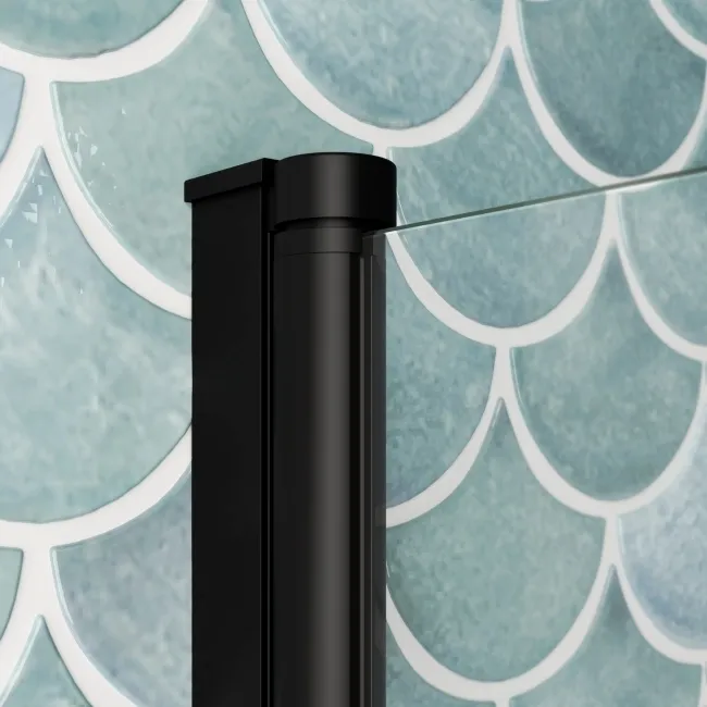 Antigua 1700x750 Keyhole Shower Bath & 6mm Easy Clean Matt Black Bath Screen