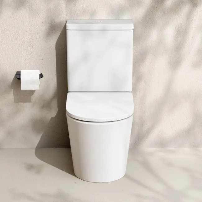Loma Matt White Rimless Fully Back To Wall Close Coupled Toilet With Premium Soft Close Seat