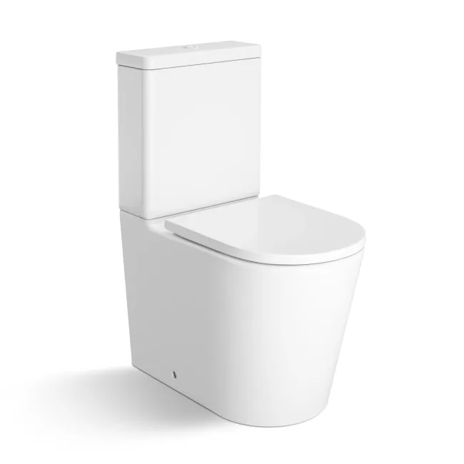 Loma Matt White Rimless Fully Back To Wall Close Coupled Toilet With Premium Soft Close Seat