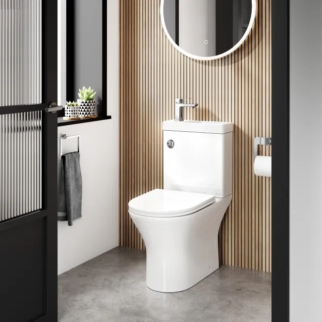Brooklyn 2-In-1 Combined Wash Basin & Rimless Toilet With Premium Soft Close Slim Seat