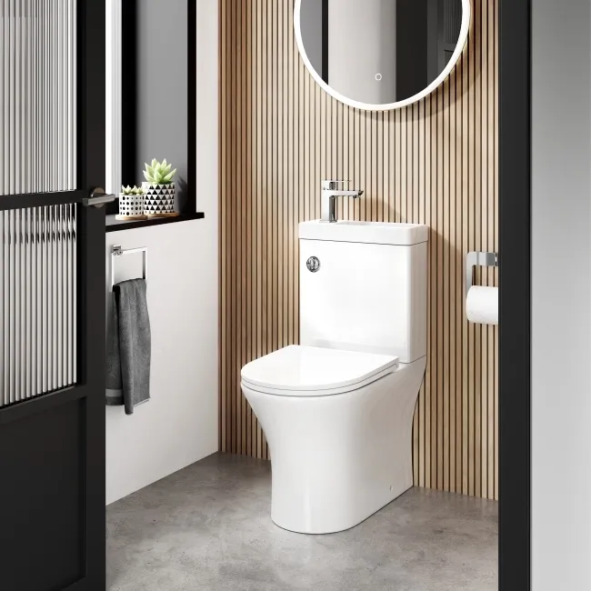 Brooklyn 2-In-1 Combined Wash Basin & Rimless Toilet With Premium Soft Close Slim Seat