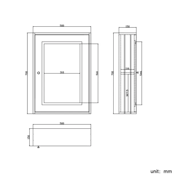Chalk White Mirror Cabinet 700x500mm - Brushed Brass Accents