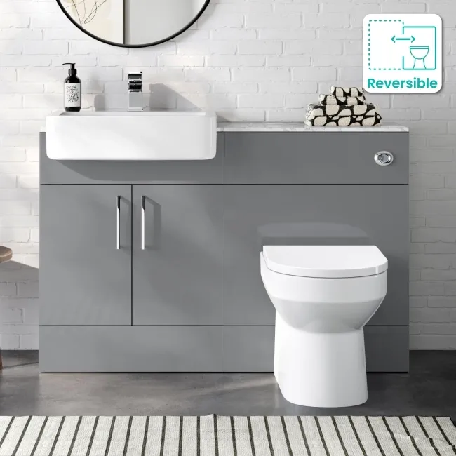 Harper Stone Grey Combination Vanity Basin with Marble Top & Miami Toilet 1200mm