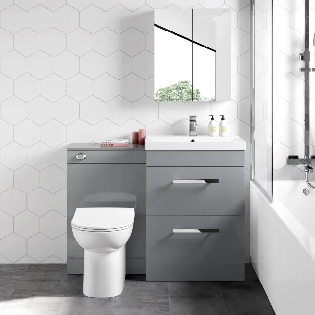 Avon Stone Grey Combination Basin Drawer and Aruba Toilet 1100mm