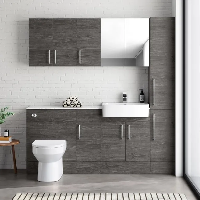Harper Charcoal Elm Combination Vanity Basin with Marble Top & Miami Toilet 1500mm
