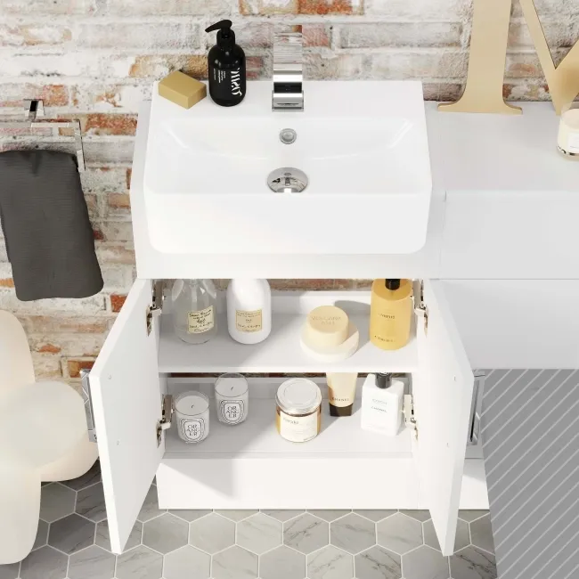 Harper Gloss White Basin Vanity and Back To Wall Toilet Unit 1000mm