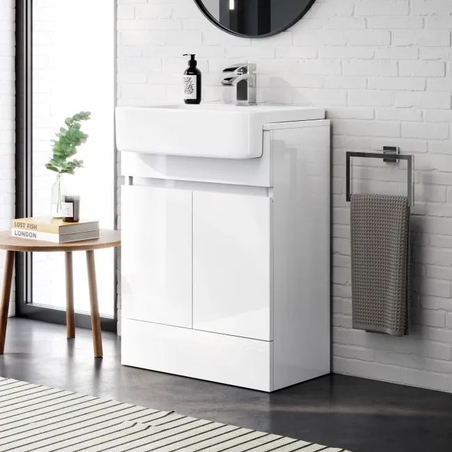 Foster Gloss White Vanity with Semi Recessed Basin 600mm