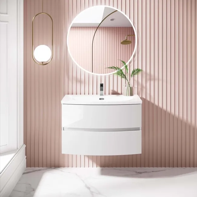Bali Gloss White Wall Hung Basin Drawer Vanity 800mm