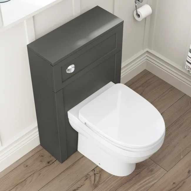 Bermuda Traditional Graphite Grey Slimline Back To Wall Unit and Seattle Toilet