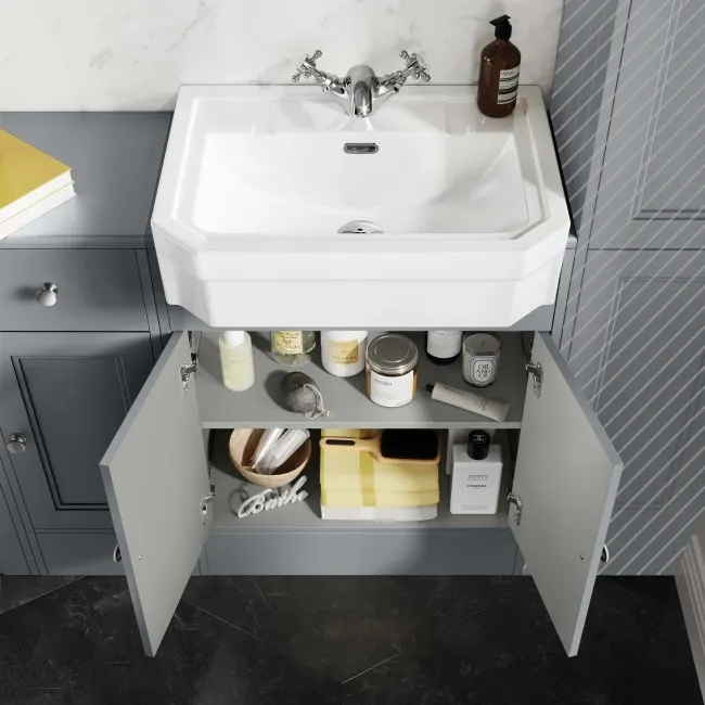 Monaco Dove Grey Combination Vanity Traditional Basin 1500mm (Excludes Pan & Cistern)