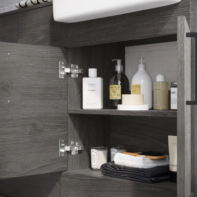 Harper Charcoal Elm Combination Vanity Basin and Atlanta Toilet 1500mm - Black Accents
