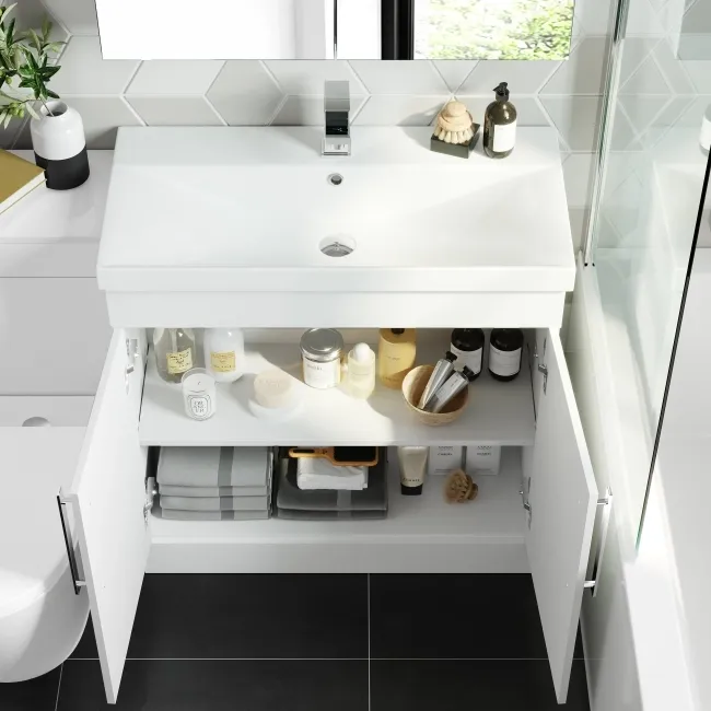 Avon Gloss White Combination Vanity Basin and Boston Toilet 1300mm