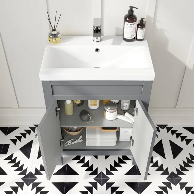 Bermuda Dove Grey Combination Vanity Basin and Boston Toilet 1100mm