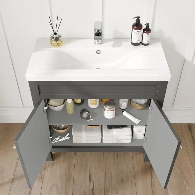 Bermuda Graphite Grey Combination Vanity Basin and Boston Toilet 1300mm
