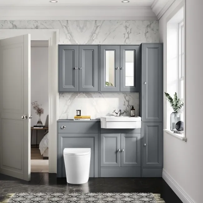 Monaco Dove Grey Combination Vanity Traditional Basin and Boston Toilet 1200mm