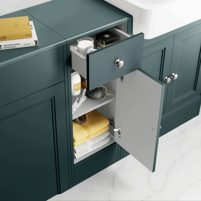Monaco Midnight Green Combination Vanity Basin and Seattle Toilet 1500mm