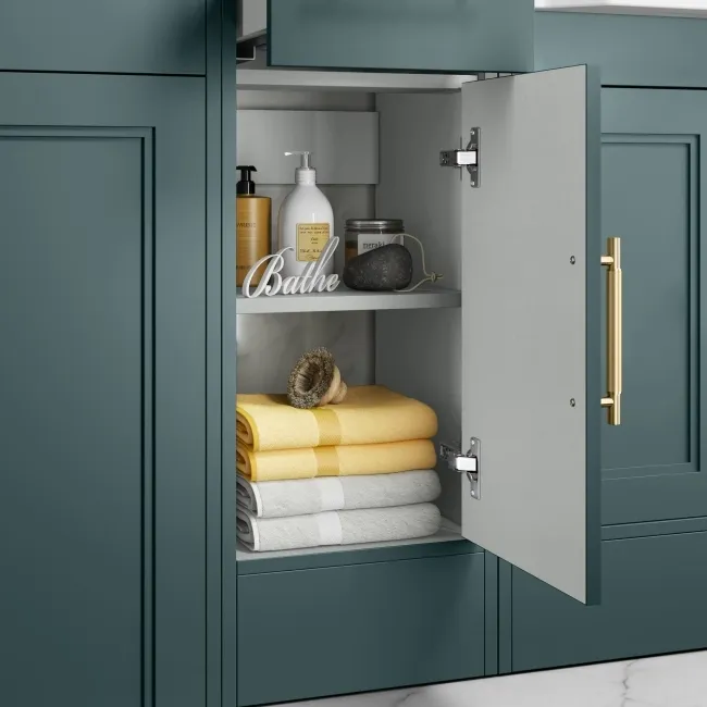 Monaco Midnight Green Side Cabinet Unit 300mm - Brass Knurled Handles