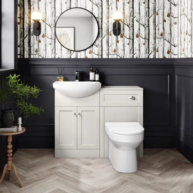 Capri Cotton White Combination Vanity Basin and Miami Toilet 1050mm - Chrome Handles