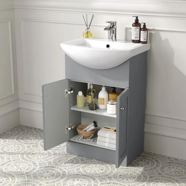 Capri Fog Grey Combination Vanity Basin and Houston Toilet 1050mm - Chrome Handles