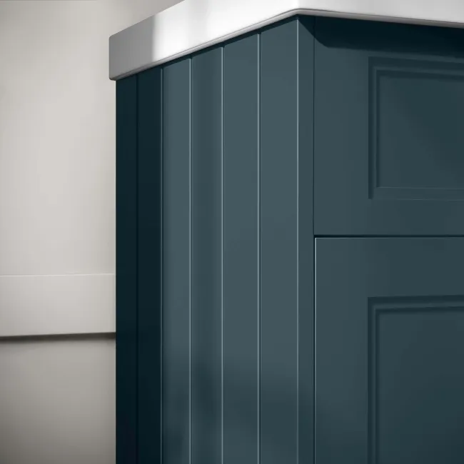Lucia Inky Blue Double Basin Vanity 1200mm - Brushed Brass Accents