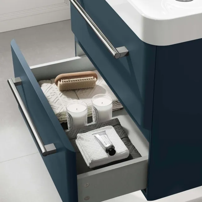 Omaha Navy Blue Wall Hung Basin Drawer Vanity 600mm