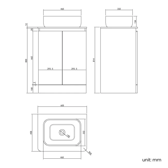 Corsica Gloss White Vanity with Marble Top & Curved Basin 600mm