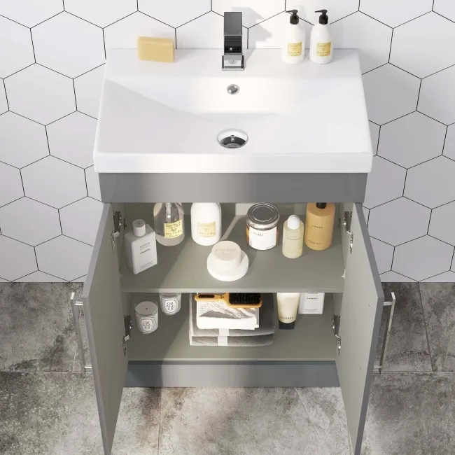 Avon Stone Grey Basin Vanity 600mm and Toilet Set