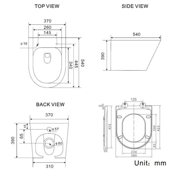 Boston Rimless Back To Wall Toilet With Premium Soft Close Seat