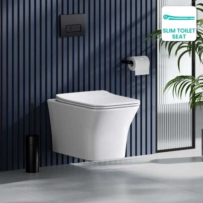Houston Rimless Wall Hung Toilet With Premium Soft Close Slim Seat