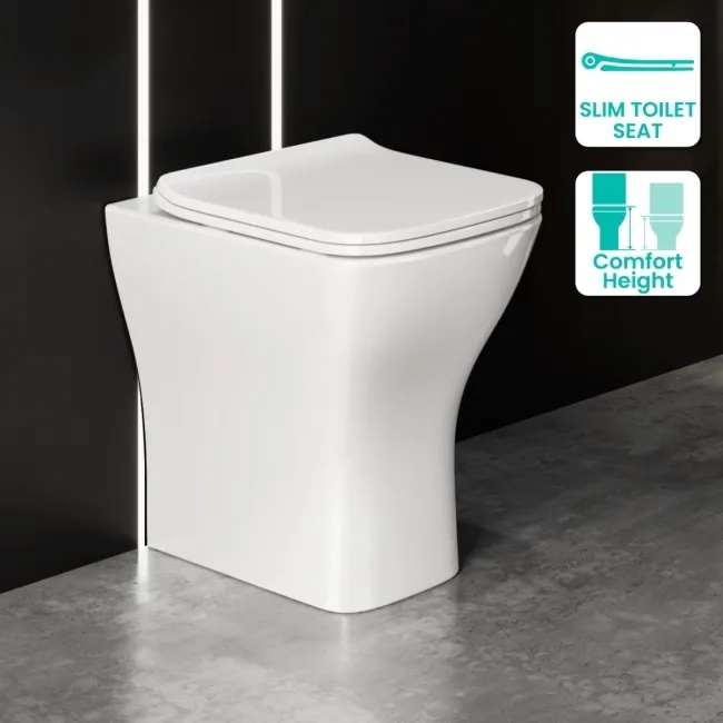 Atlanta Rimless Comfort Height Back To Wall Toilet With Premium Soft Close Slim Seat