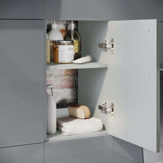 Harper Stone Grey Side Cabinet Unit 300mm - Black Accents