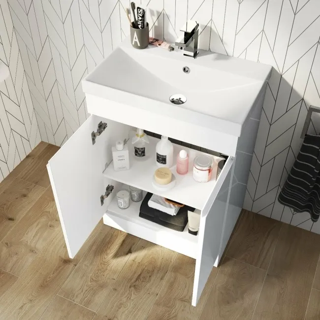 Trent Gloss White Basin Vanity 600mm and Toilet Set