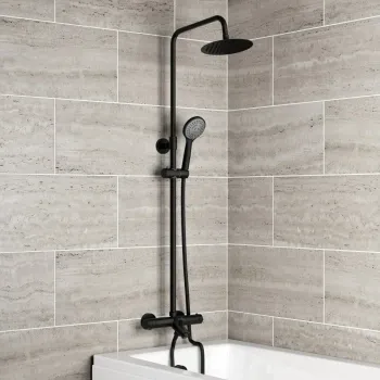 Ballina Round Matt Black Thermostatic Bath Filler Shower Set
