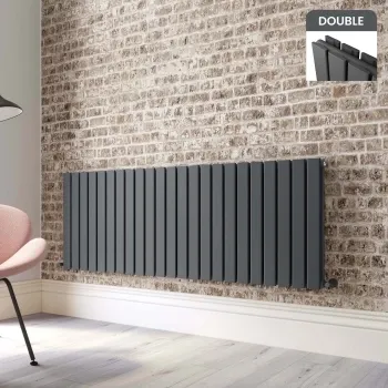 Faro Anthracite Double Flat Panel Horizontal Radiator 600x1610mm