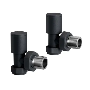 Matt Black Angled Manual Radiator Valves (Pair) Standard 15mm